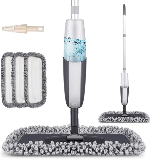 SUPTREE Microfiber Spray Mop for Floor Cleaning with 3 Washable Pads 1 Refillable Bottle 1 Scraper