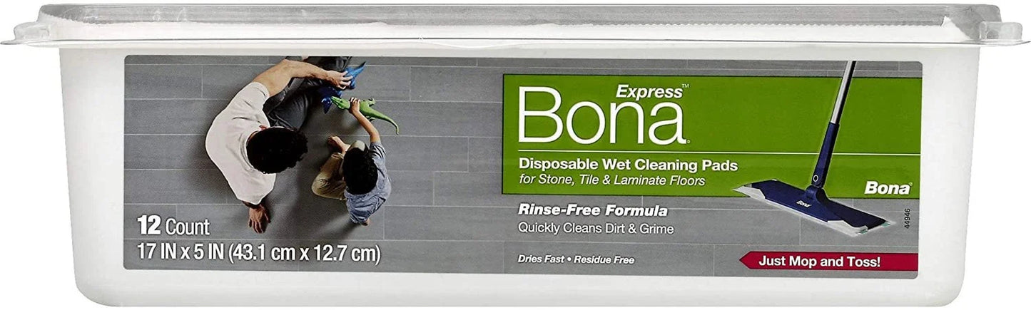 Bona Disposable Wet Cleaning Pads for Hard-Surface Floor Cleaner, White