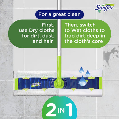 Swiffer Sweeper Dry + Wet XL Sweeping Kit (1 Sweeper, 8 Dry Cloths, 2 Wet Cloths)