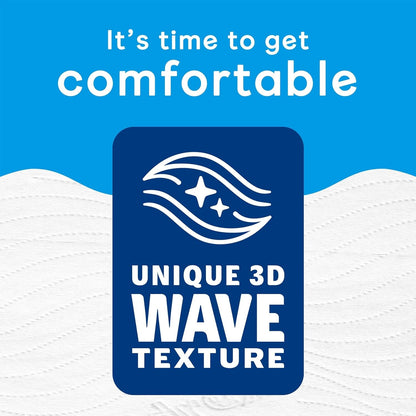 Andrex Complete Clean Toilet Tissue; 12 Mega Rolls, 50% Longer Lasting Toilet Paper with Unique 3D Wave Texture for a Proven, Effective Clean FSC Certified