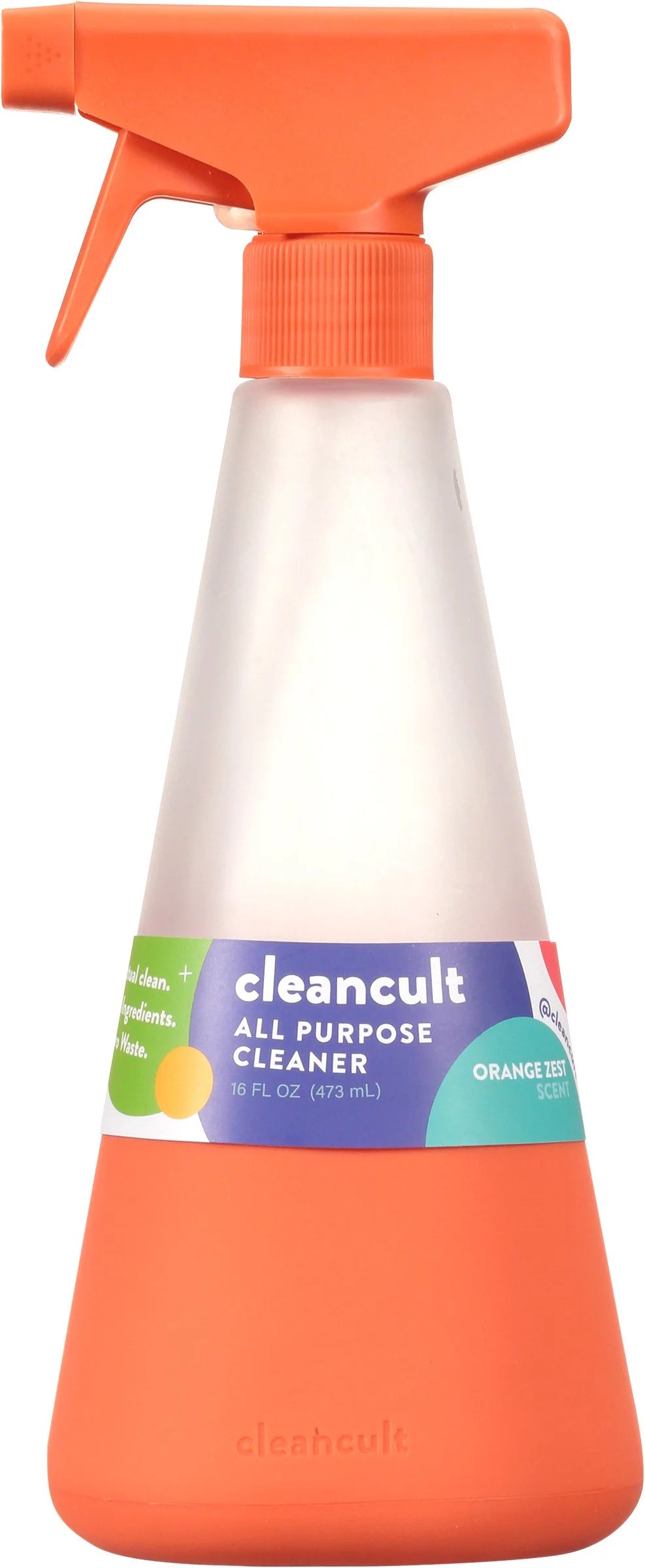 Cleancult Glass Spray Bottle, 16 Oz, Shatter Resistant, Refillable Container, Non Slip Grip, Empty, for Cleaners, Essential Oils, & Natural Home Cleaning