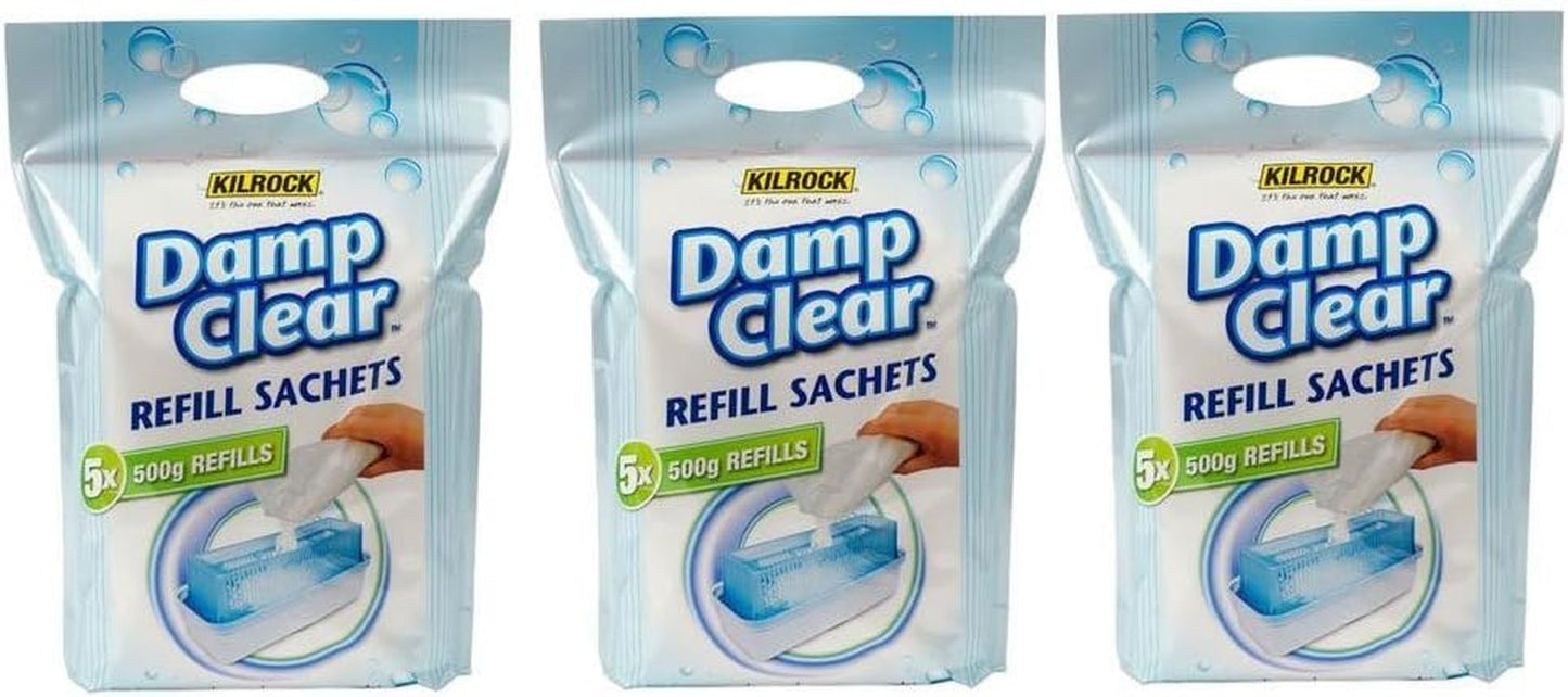 3 X Kilrock Moisture Damp Absorber Trap Refill Crystals 2.5Kg - Total 7.5Kg