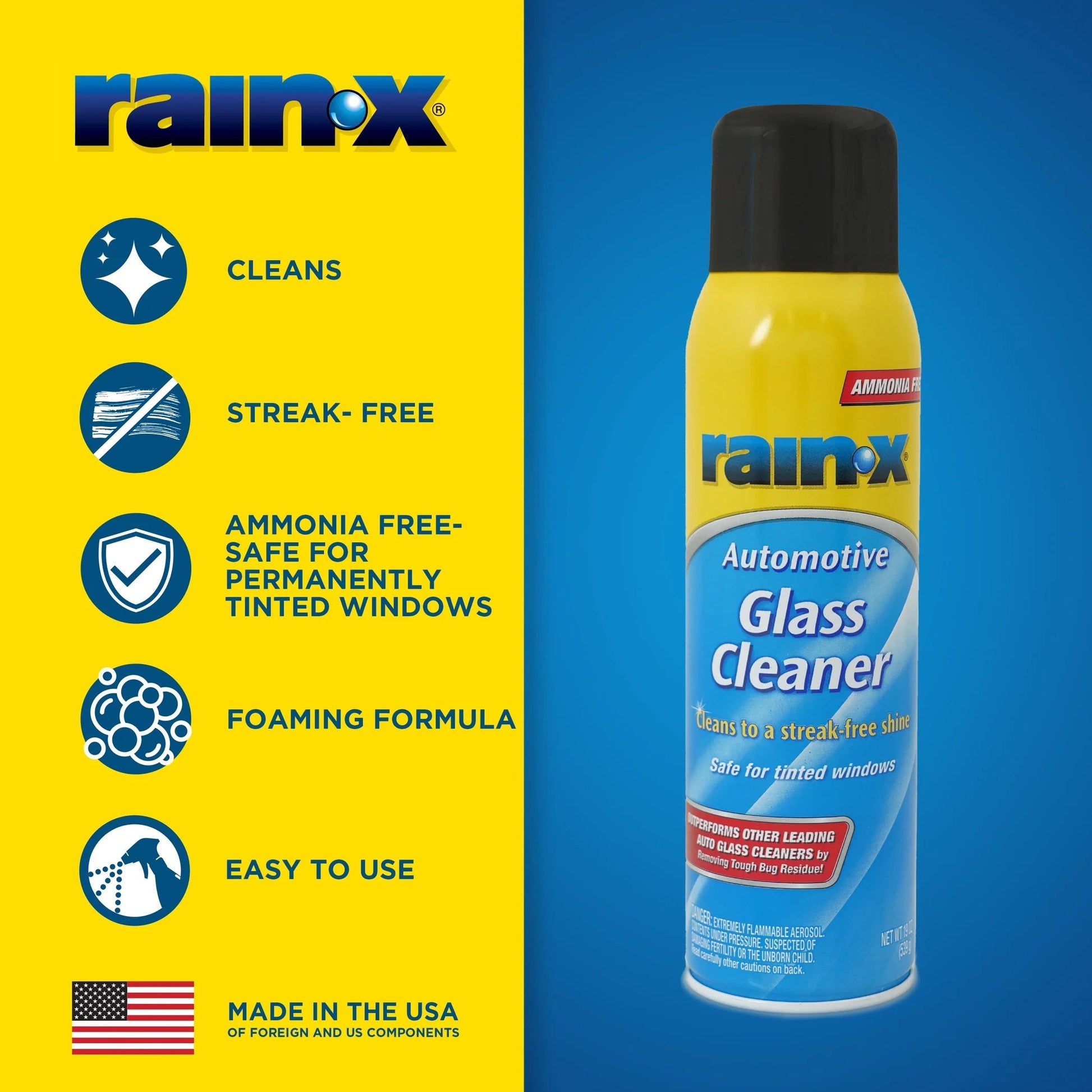 Rain-X Automotive Glass Cleaner Aerosol 19Oz - 630175