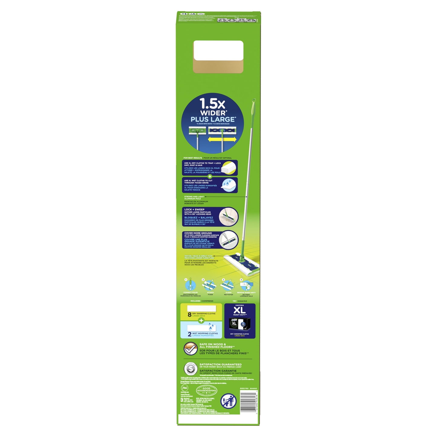 Swiffer Sweeper Dry + Wet XL Sweeping Kit (1 Sweeper, 8 Dry Cloths, 2 Wet Cloths)