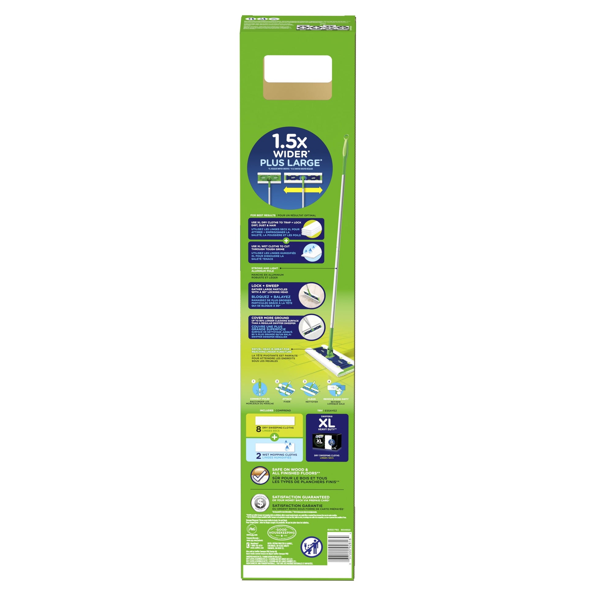 Swiffer Sweeper Dry + Wet XL Sweeping Kit (1 Sweeper, 8 Dry Cloths, 2 Wet Cloths)