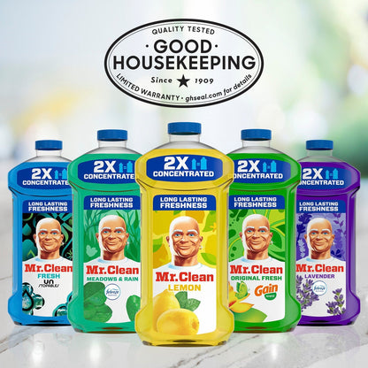 Mr. Clean 2X Concentrated Multi Surface, All Purpose Cleaner, Febreze Meadows & Rain Scent, 41 Fl Oz