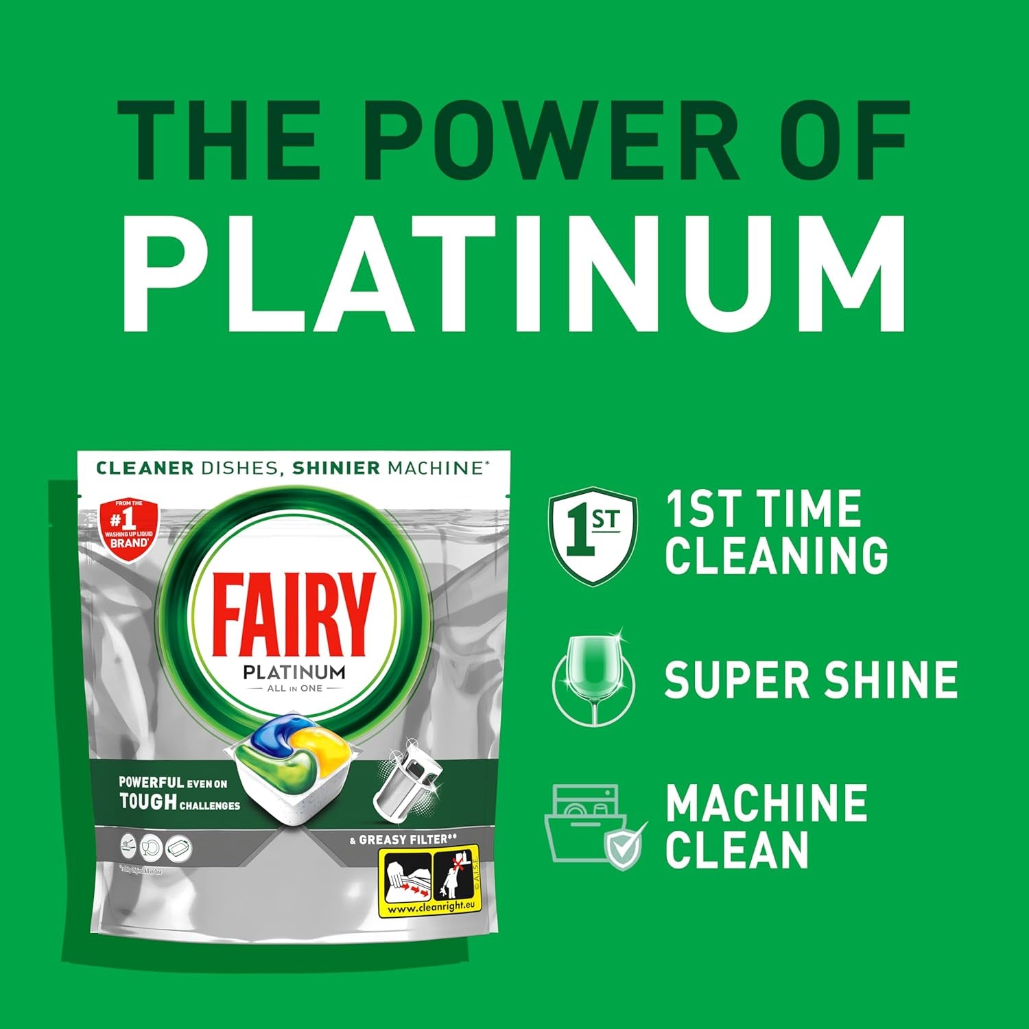 Fairy Platinum All-In-1 Dishwasher Tablets Bulk, Fairy Dishwasher Tablets Platinum Plus, 74 Tablets, Lemon, with Greasy Filter & Rinse Aid Action, Packaging May Vary