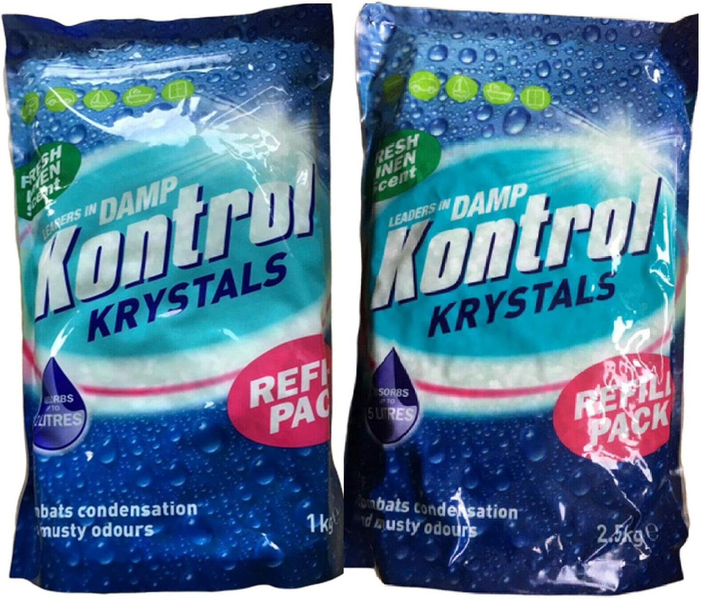 Kontrol Moisture Trap Absorber Refill Crystals 5Kg (2 X 2.5Kg Krystals) Fresh Linen