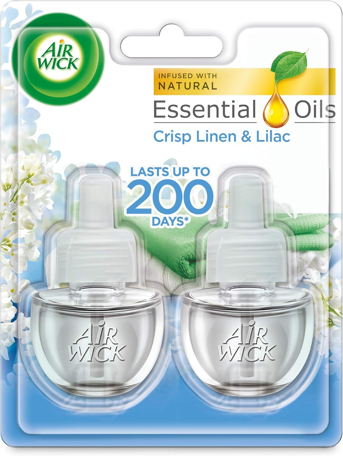 Air Wick Plug in Diffuser Twin Refill, Fresh Spring Oasis, Pack 2 X 19Ml, Long Lasting Fragrance, Lasts up to 200 Days, Plug in Air Freshener