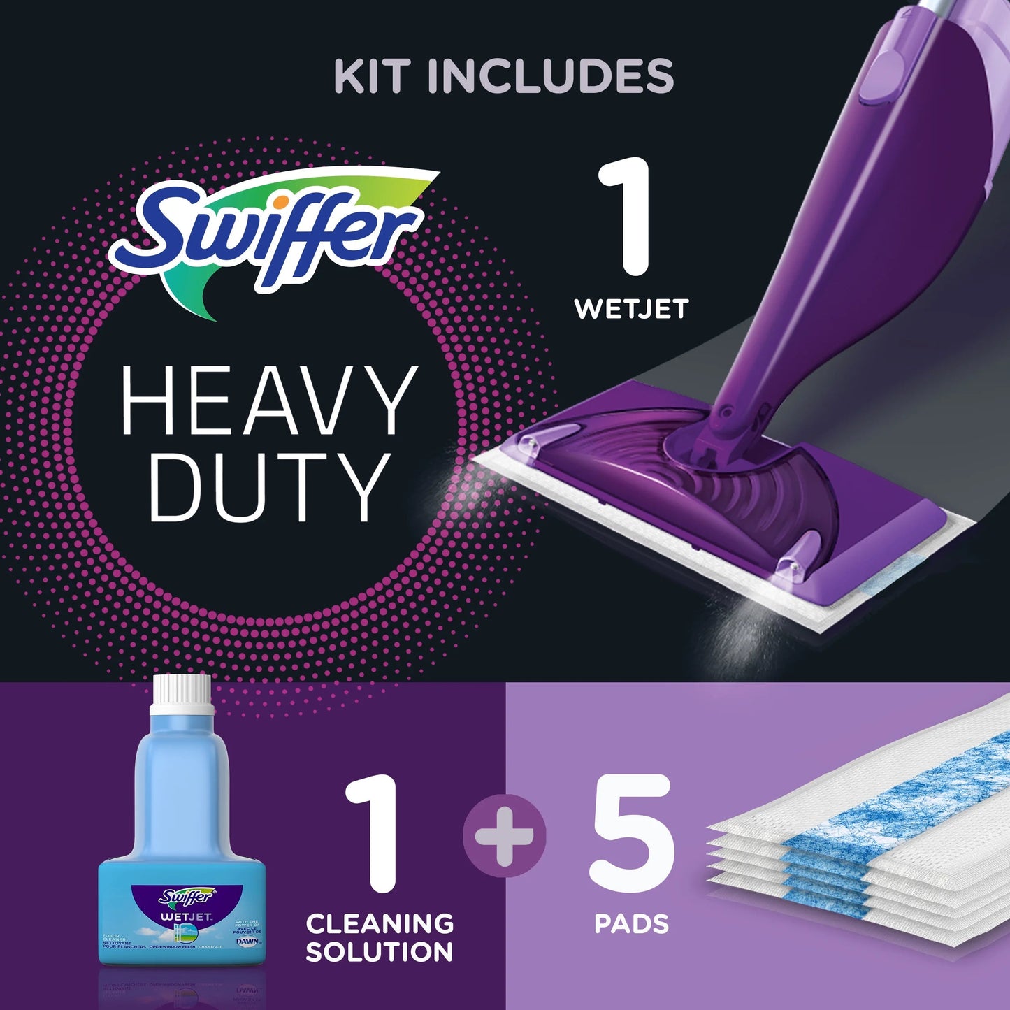 Swiffer Wetjet Hardwood and Floor Spray Mop Multi Surface, All-In-One Mopping Cleaner Starter Kit