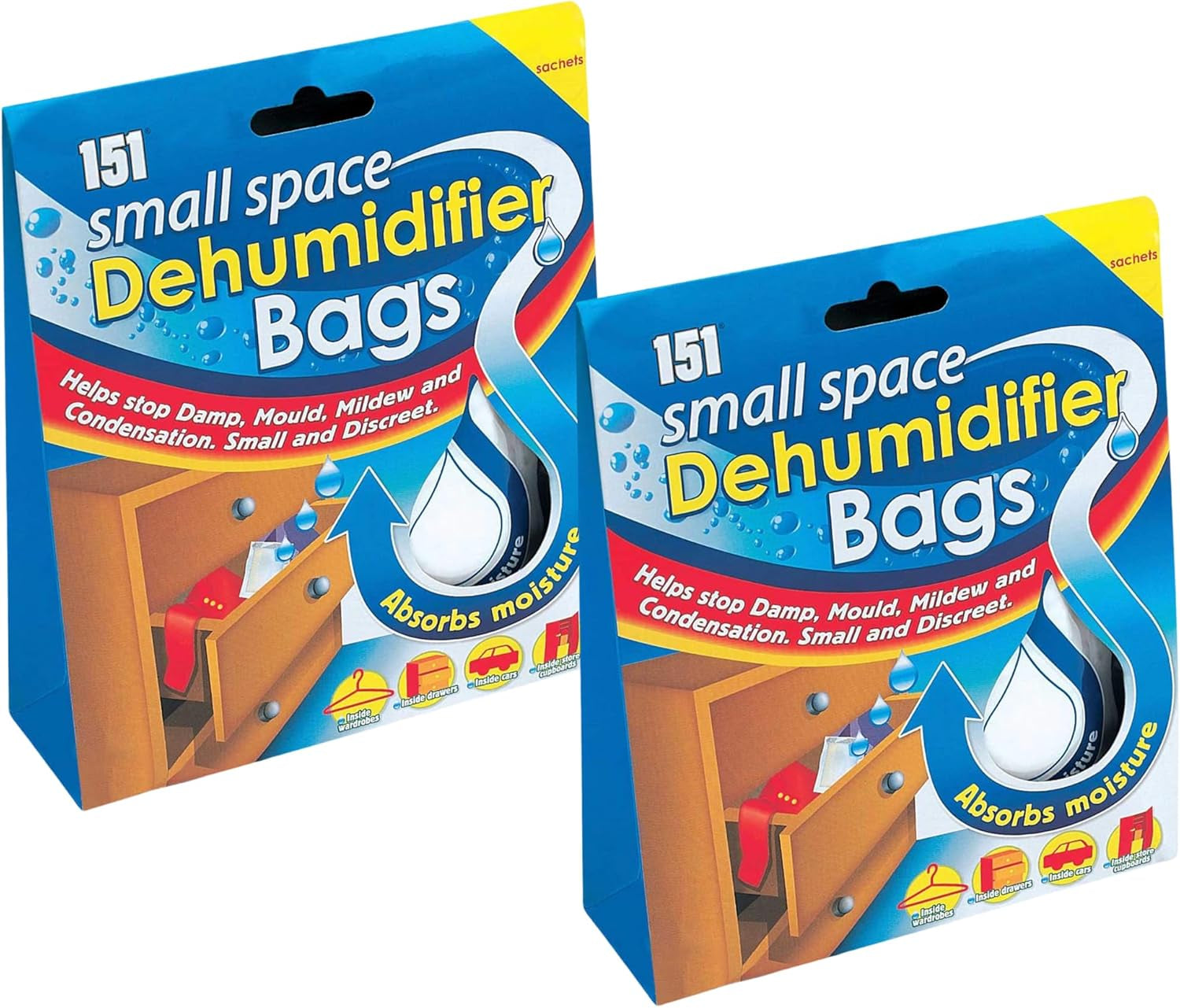 151 Small Space Dehumidifier Bags 2 X 50Ml Sachets (Pack of 2)