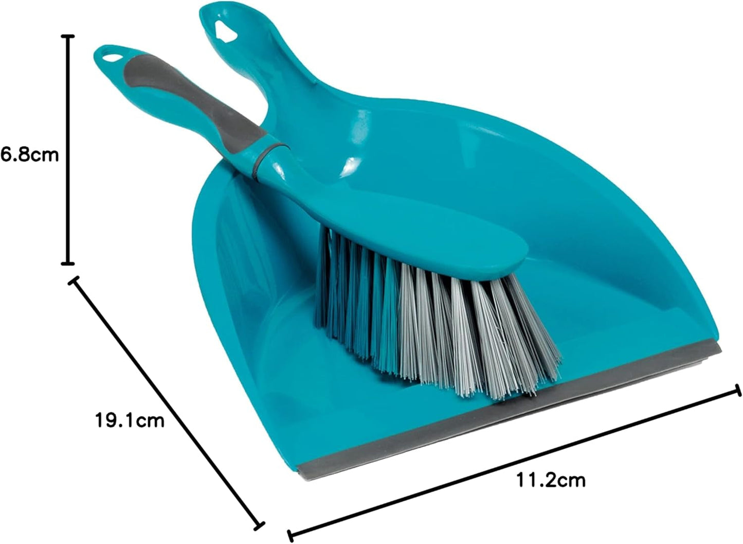 Beldray LA024152TQ Cleaning Bundle with Broom - Dustpan and Brush Set, Scrubbing & Dish Brushes, Long Handled Indoor Floor Sweeping, Washing up Brushes, Bathroom/Tile/Grout Cleaner, Soft Grip, Blue