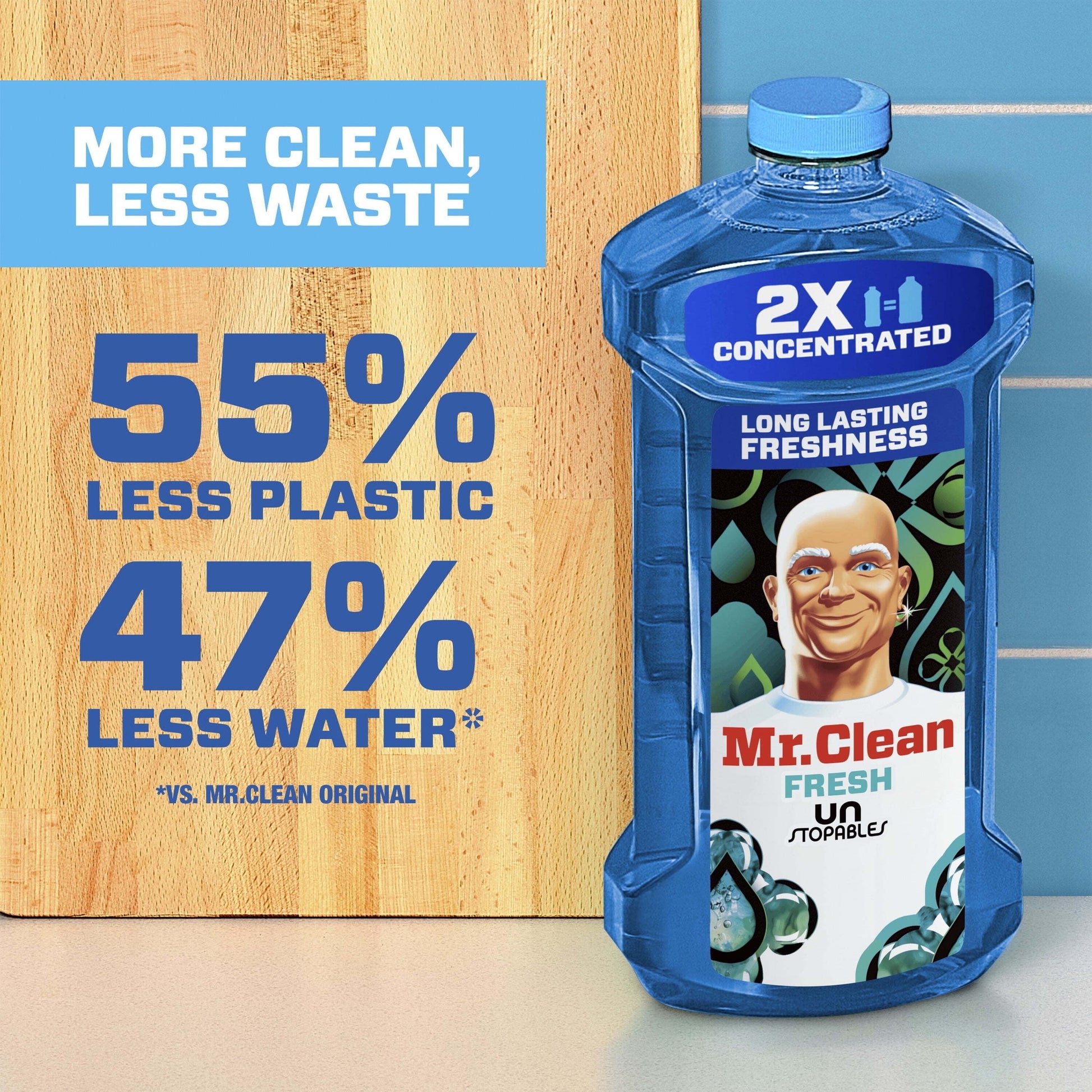 Mr. Clean 2X Concentrated Multi Surface, All Purpose Cleaner with Unstopables Fresh Scent, 23 Fl Oz