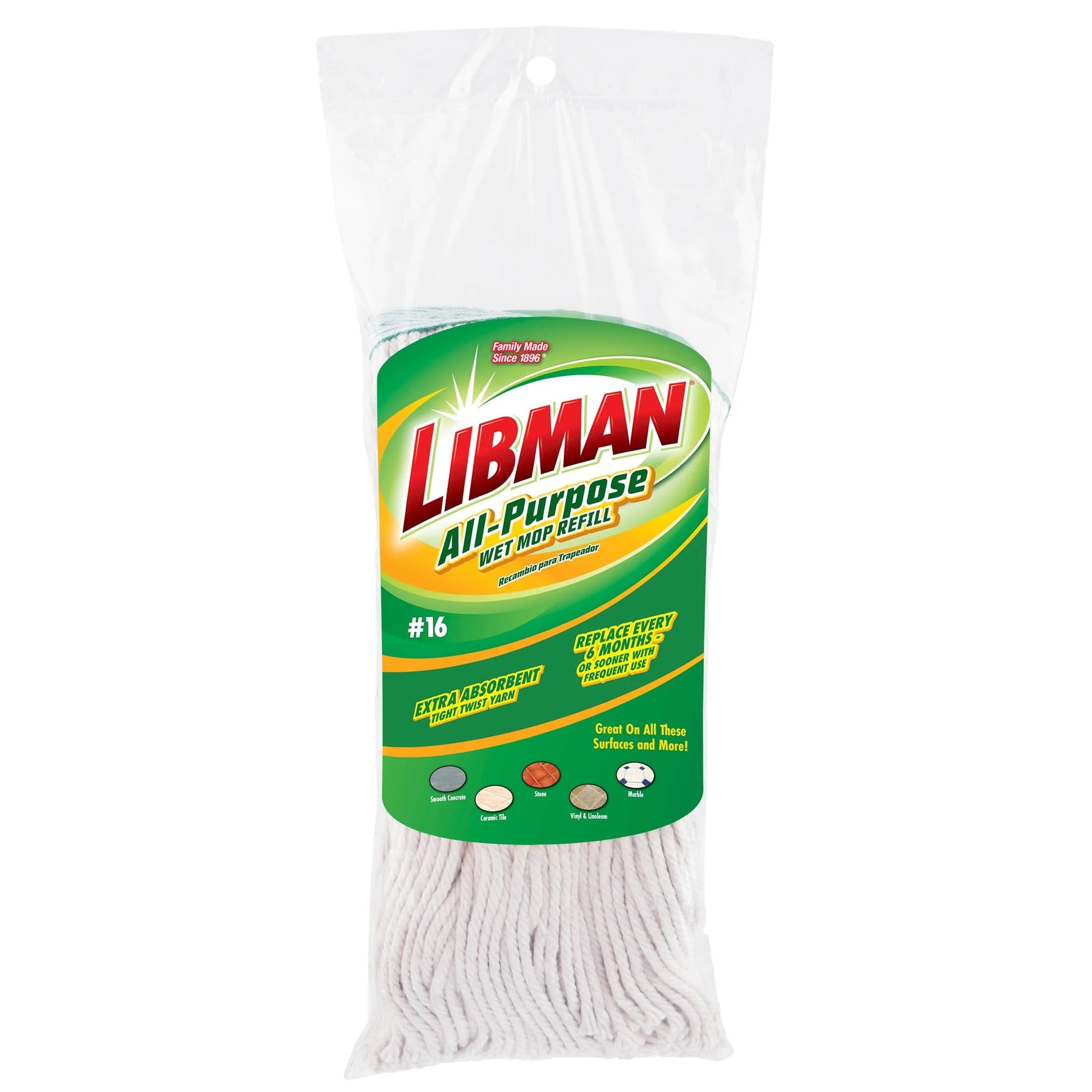 Libman White All-Purpose Cotton Wet Mop Refill Clip-On