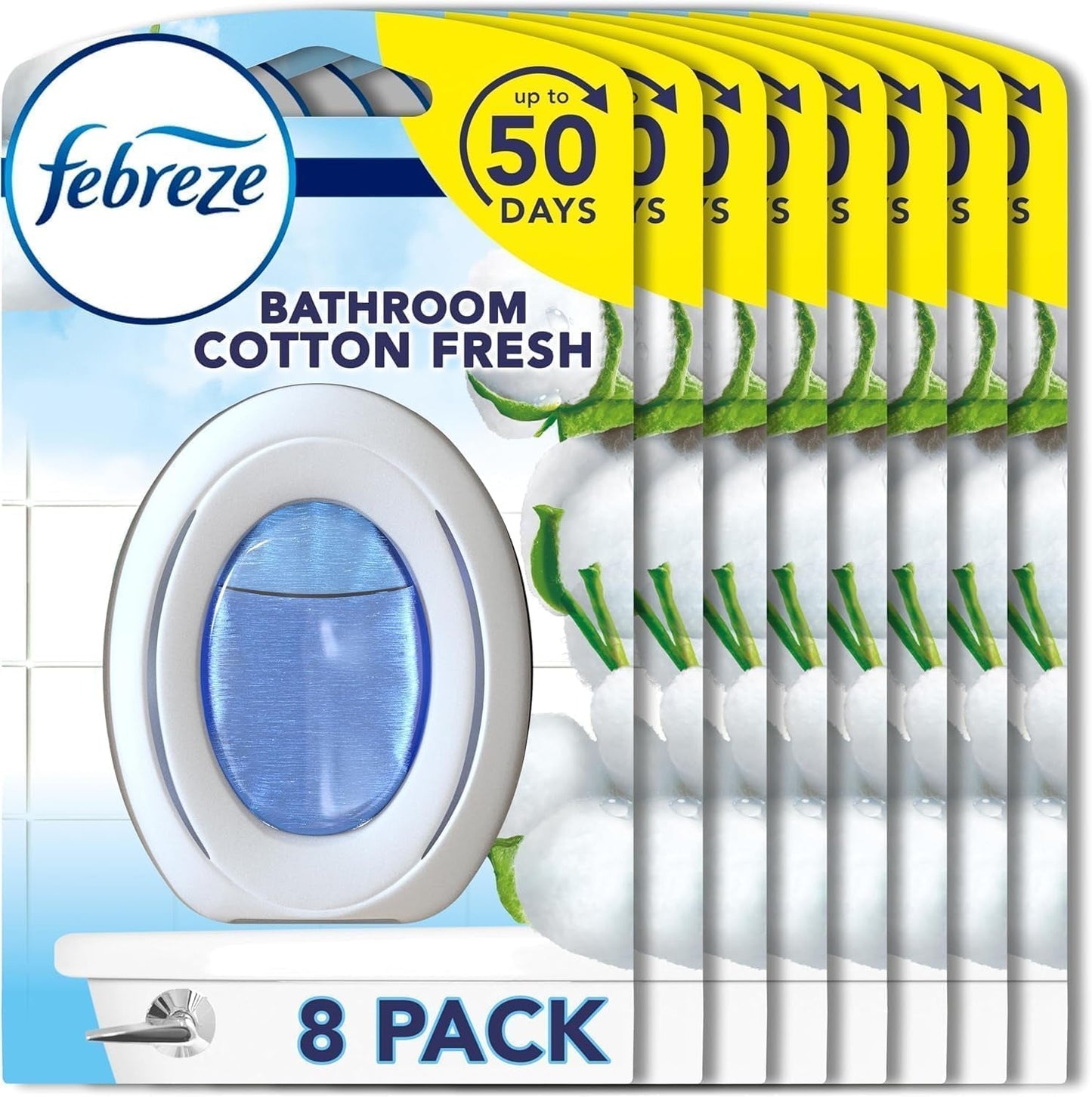 Febreze Bathroom Air Freshener, Odour Fighter, Cotton Fresh, 8 Items, Febreze Air Fresheners, Bathroom Freshener