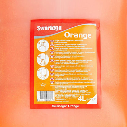 Swarfega Orange Hand Wash, Solvent-Free Heavy Duty Hand Cleaner with Natural Scrub and Moisturisers, Gentle on Skin 4L Cartridge