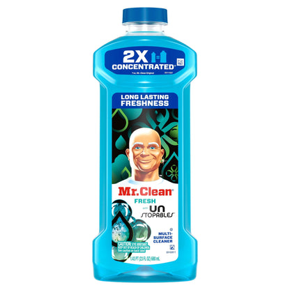 Mr. Clean 2X Concentrated Multi Surface, All Purpose Cleaner with Unstopables Fresh Scent, 23 Fl Oz