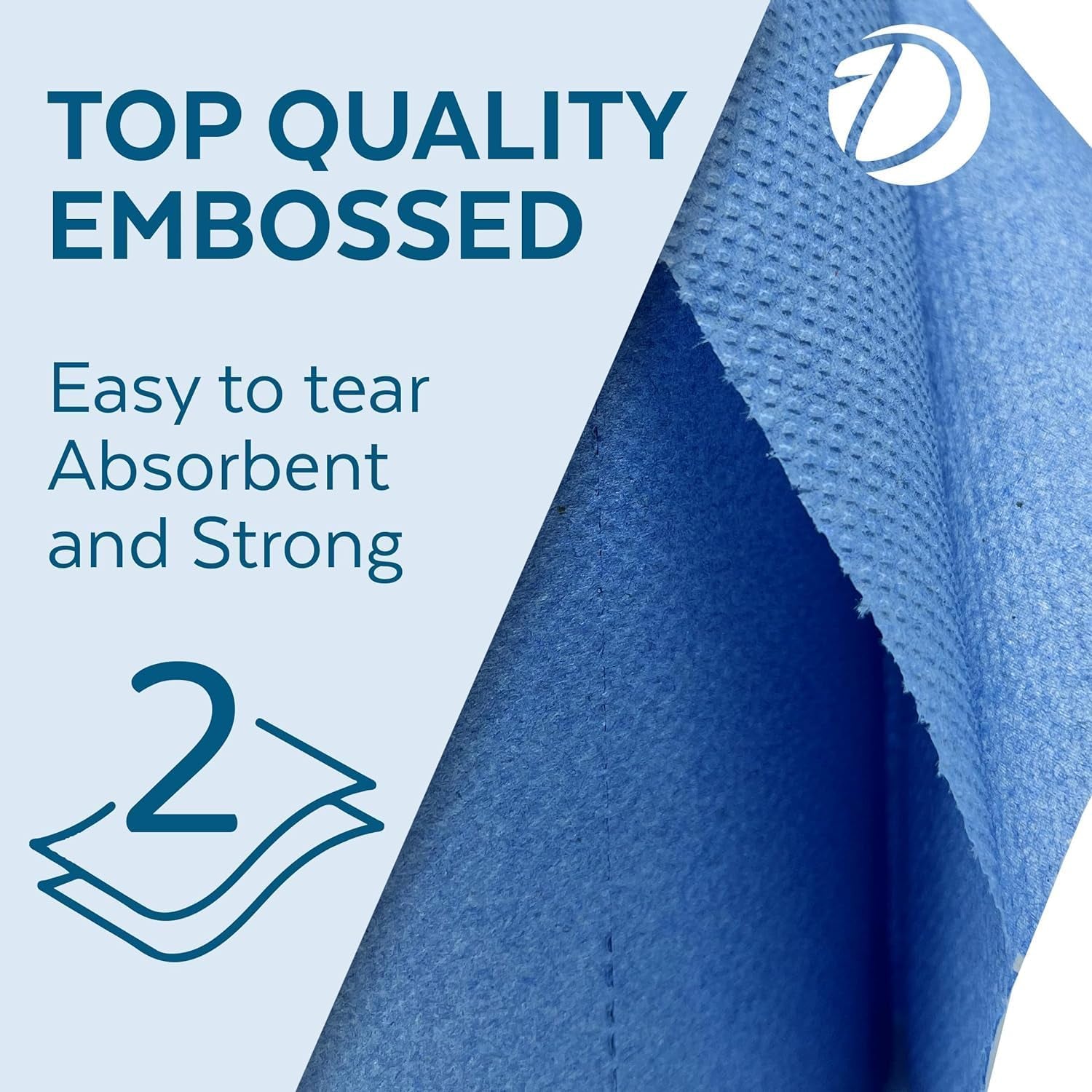 DHANZIPAK 6 X Economy Blue Centrefeed Paper Tissue Rolls - 2 Ply Embossed Centre Feed - Hand Towel Tissue Rolls