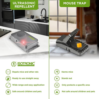 ISOTRONIC Set of 2 Mouse Rat Repellent Ultrasonic Battery Operated Outdoor/Indoor/Garden No Mice Rodent