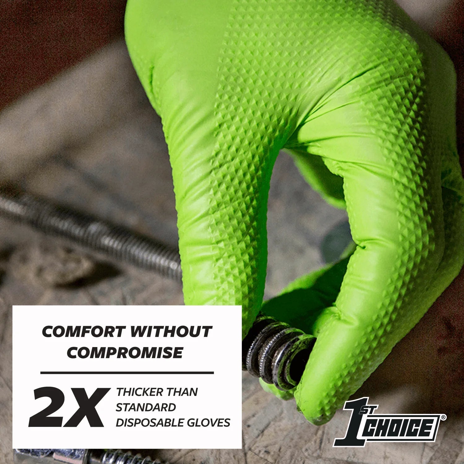 1St Choice Green Disposable Nitrile Gloves Size X-Large, 200 Count, Diamond Grip