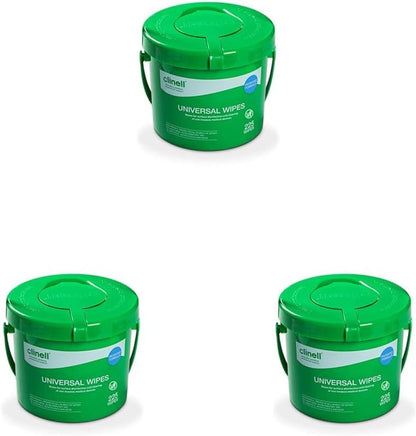 Clinell Universal Cleaning and Disinfectant Wipes Bucket - Pack of 225 - Multi Purpose Wipes, Kills 99.99% of Germs, Effective from 30 Seconds