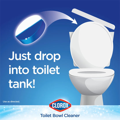 Clorox Bleach and Blue Toilet Bowl Cleaner Tablets, Rain Clean, 2 Count