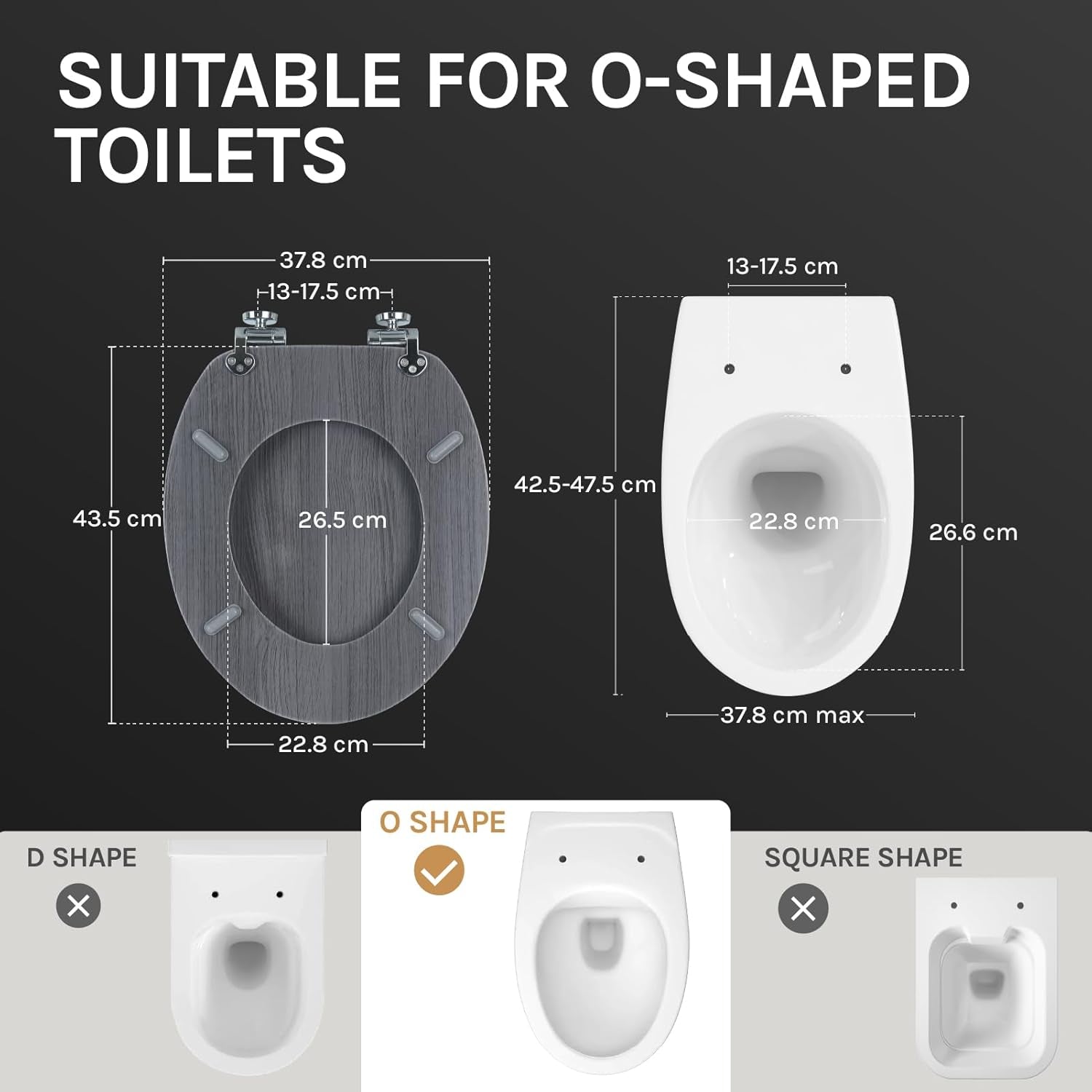 WOLTU Wooden Toilet Seat, Soft Close WC Seat with Strong Hinge Ideal for Standard Toilet Grey Maple