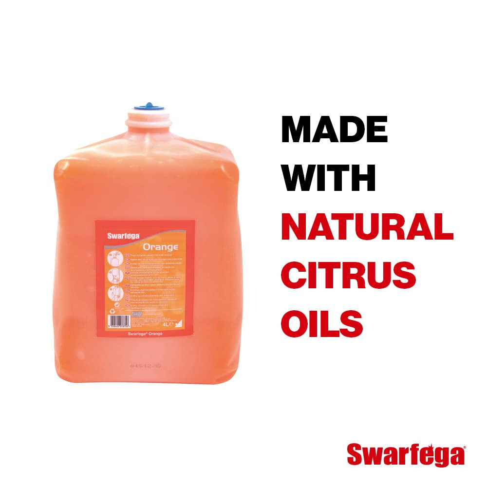 Swarfega Orange Hand Wash, Solvent-Free Heavy Duty Hand Cleaner with Natural Scrub and Moisturisers, Gentle on Skin 4L Cartridge