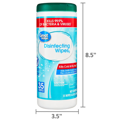 Great Value Fresh Scent Disinfecting Wipes2, 35 Count