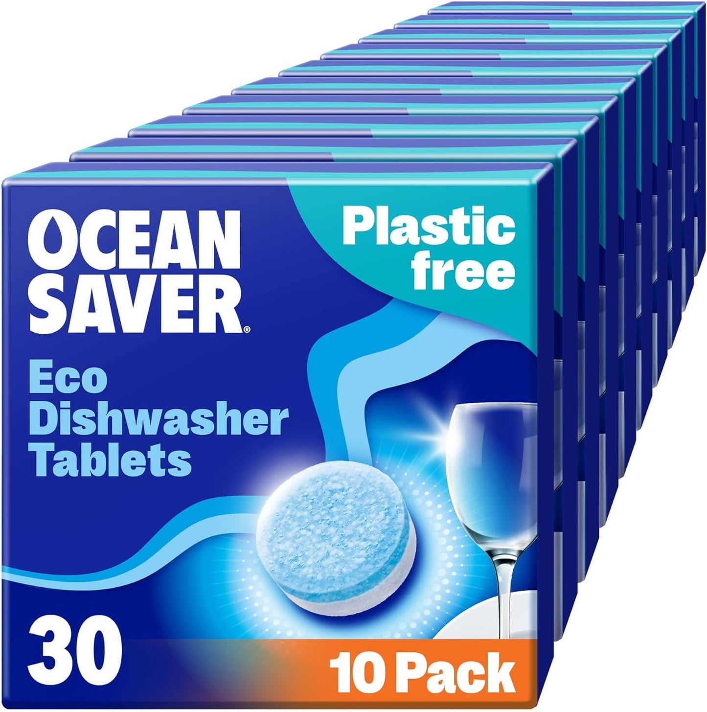 Oceansaver Eco-Friendly Dishwasher Tablets - Pack of 100 | Non-Toxic & Plastic-Free Dish Washing Tablets for Sustainable Cleaning | All in One Plant-Based Dishwasher Salt & Rinse Aid for Tough Stains