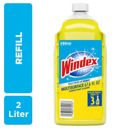 Windex Disinfectant Cleaner Multi-Surface Refill, Citrus Fresh, 2 L