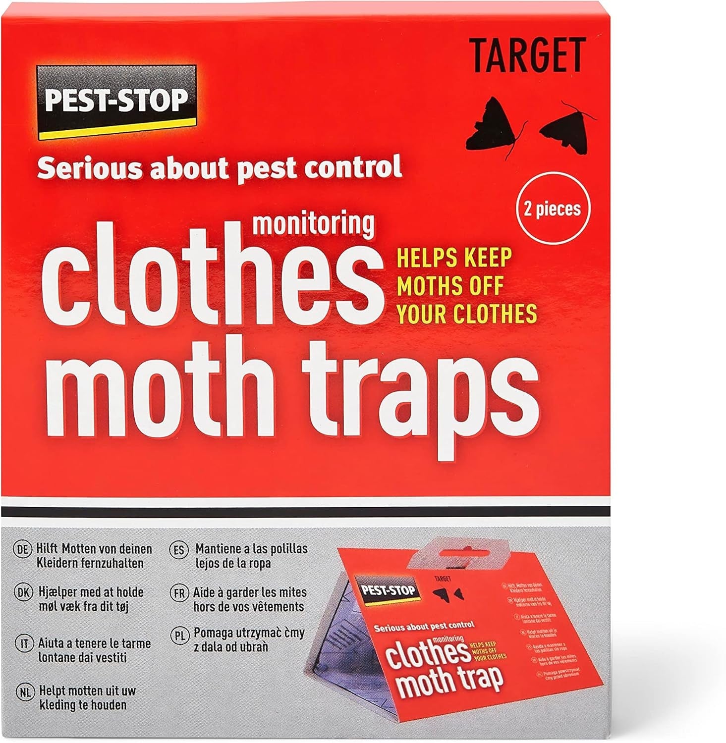 Pest-Stop Clothes Moth Traps - Insecticide Free and Odourless - Safe for Children and Pets - Ideal for Drawers - Easy to Assemble - Contains 2 Traps