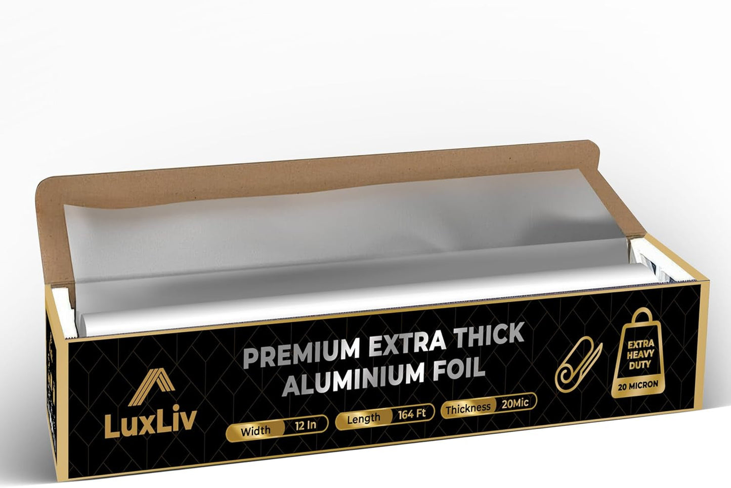 Luxliv ® 50M Premium Heavy Duty 20 Micron Thick Kitchen Foil Catering Aluminium Tin Foil Roll - 30Cm Wide