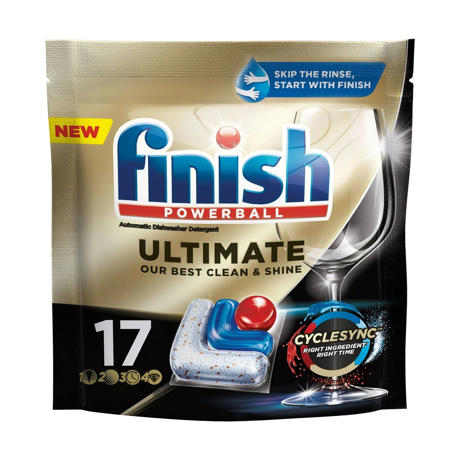 Finish Ultimate Dishwasher Detergent- 17 Count - with Cyclesync™ Technology - Dishwashing Tablets - Dish Tabs