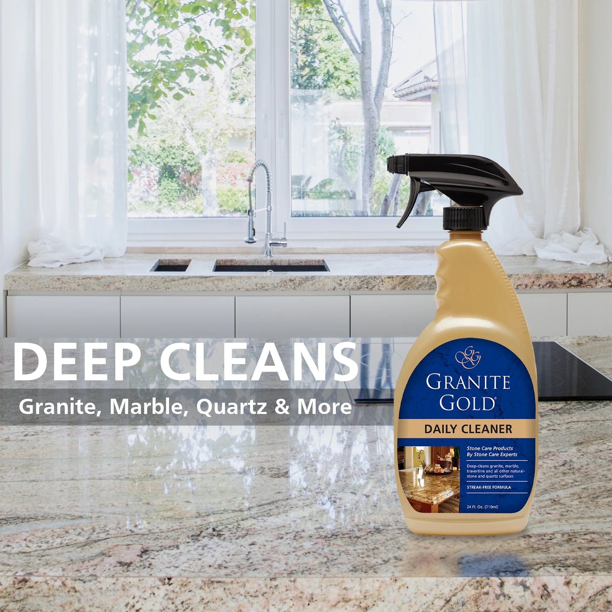 Granite Gold Daily Cleaner for Granite, Marble, Quartz and More, Spray Bottle, 24 Fl Oz