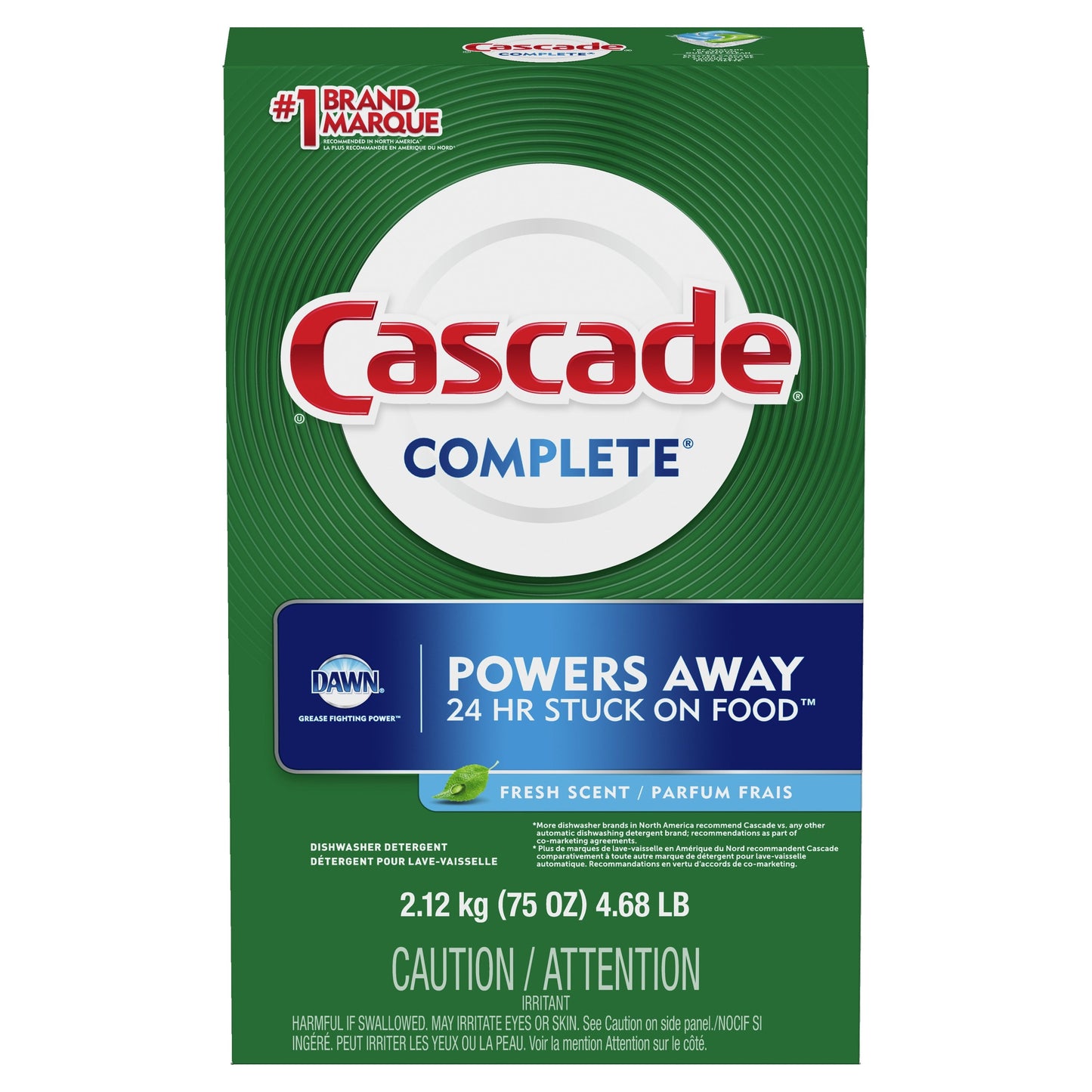 Cascade Complete Dishwasher Detergent Powder, Dish Detergent, Dish Soap, Fresh, 75 Fl Oz