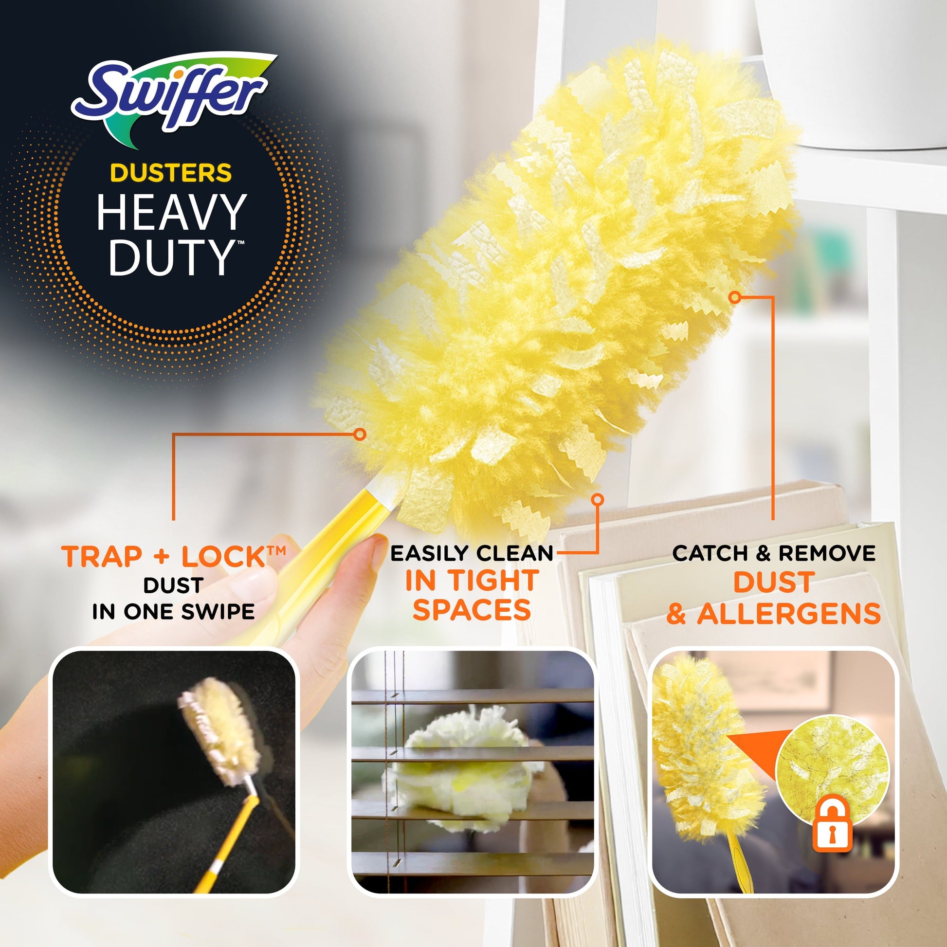 Swiffer Dusters with Extension Pole, Cleaning Kit Includes 6Ft Extendable Handle + 4 Duster Refills