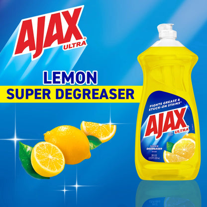 Ajax Ultra Liquid Dish Soap, Lemon Scent, Super Degreaser, 28 Fluid Ounce